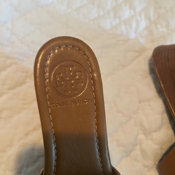 Tory Burch Brown Leather Mules Size 5 wedges women’s - Picture 1 of 1